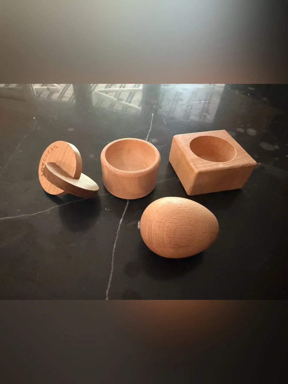 4 piece Lovevery Wooden Egg Toy with Holders - Natural Wood